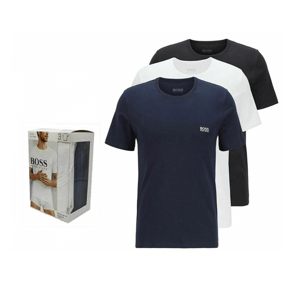 Hugo Boss Pure Cotton Regular Fit Charcoal/Navy/White Crew Neck T-Shirts (3 Pack) 50325887