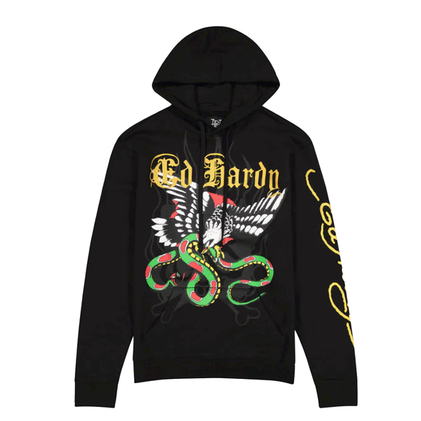 Ed hardy Eagle Snake Black/Black Pullover Hoodie EHM1300-61