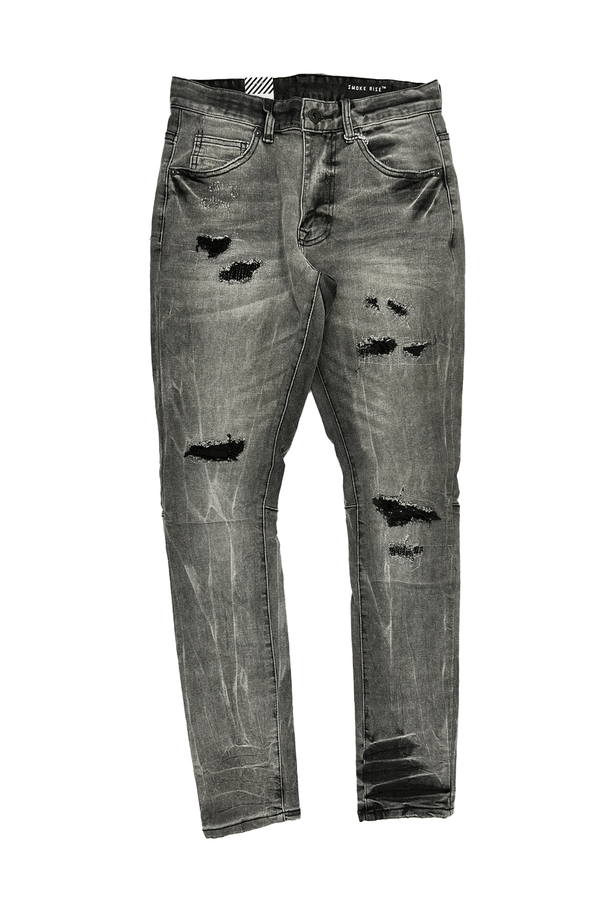 Smoke Rise Slim Tapered Fit Pluto Grey Men Jeans JP23502