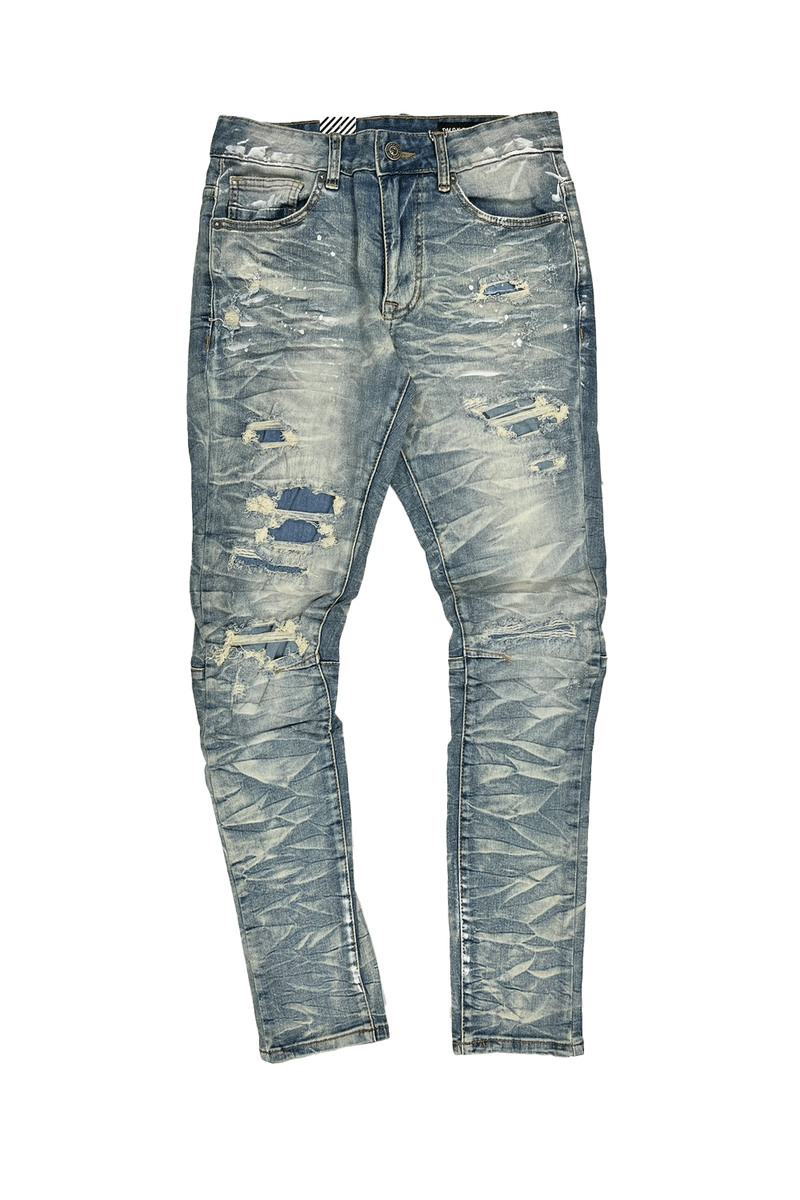 Smoke Rise Slim Tapered Fit Clyde Blue Men Jeans JP23509