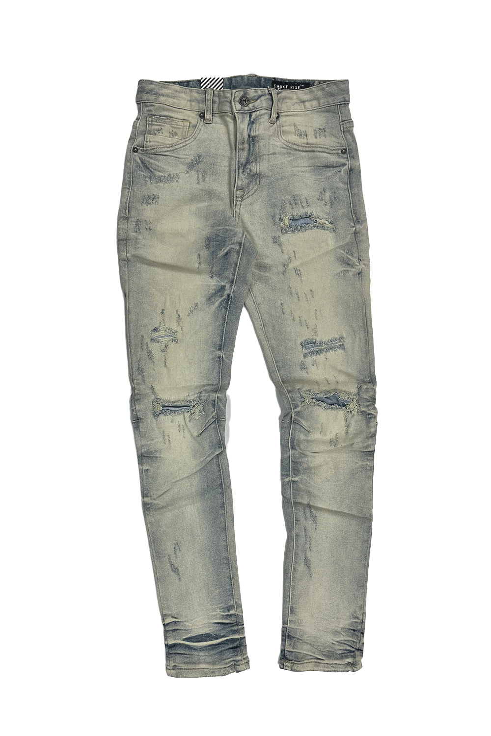 Smoke Rise Wave Effect Leo/Blue Men Jeans JP24108