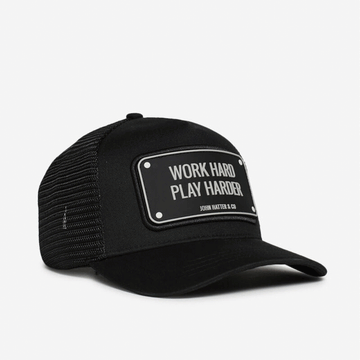 John Hatter Work Hard Play Harder Trucker Black Cap R-1073