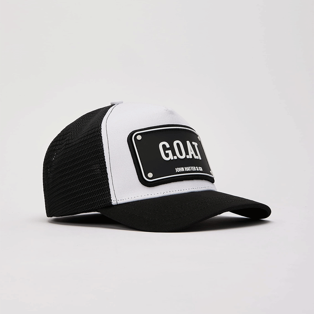 John Hatter Goat Trucker Black/White Cap R-1081