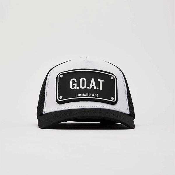 John Hatter Goat Trucker Black/White Cap R-1081