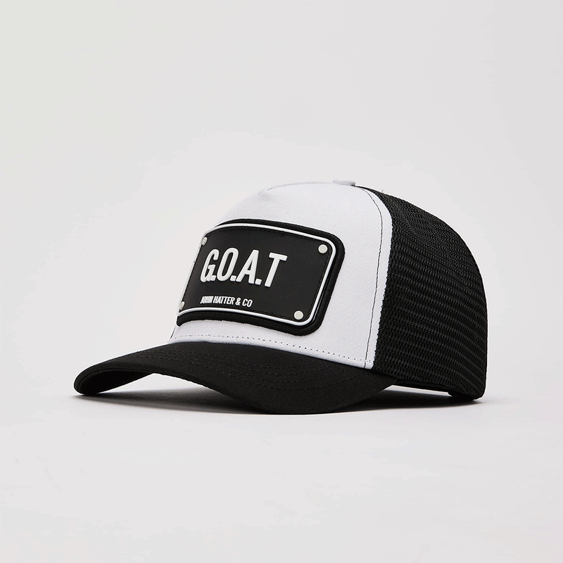 John Hatter Goat Trucker Black/White Cap R-1081