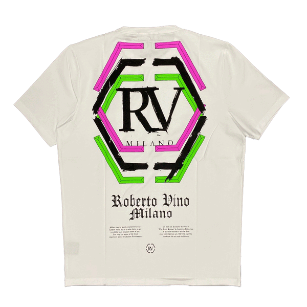 Roberto Vino Milano White/Pink Men T-Shirts RVT-12