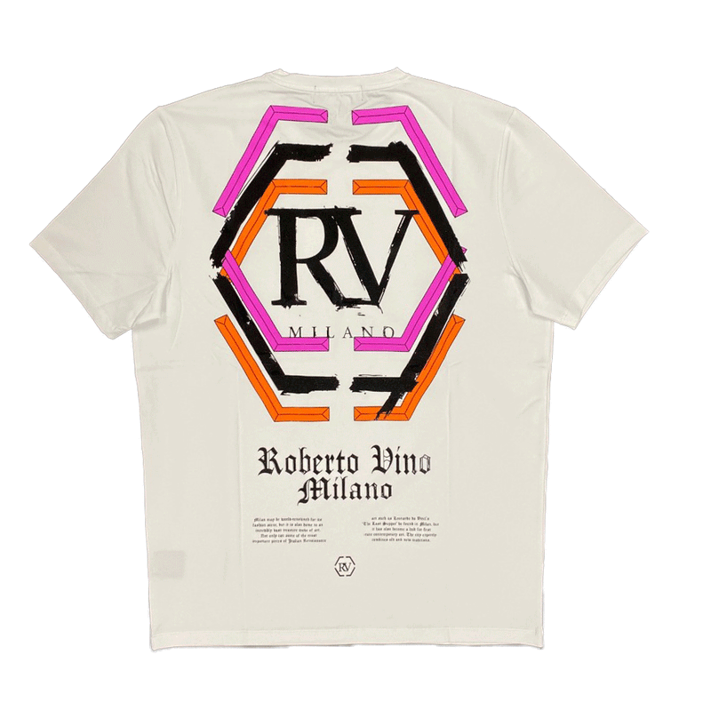 Roberto Vino Milano White/Orange Men T-Shirts RVT-12