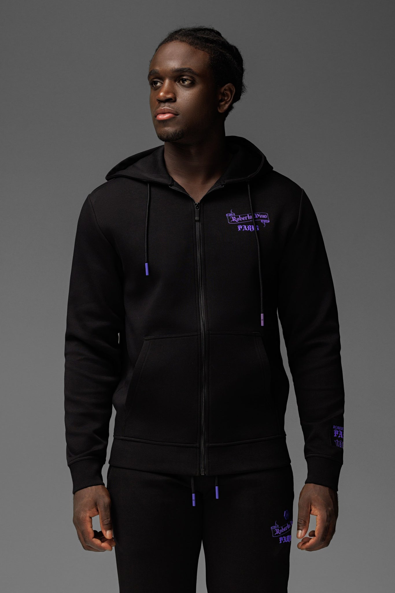 Paris Full Zip Hoodie Black-Purple