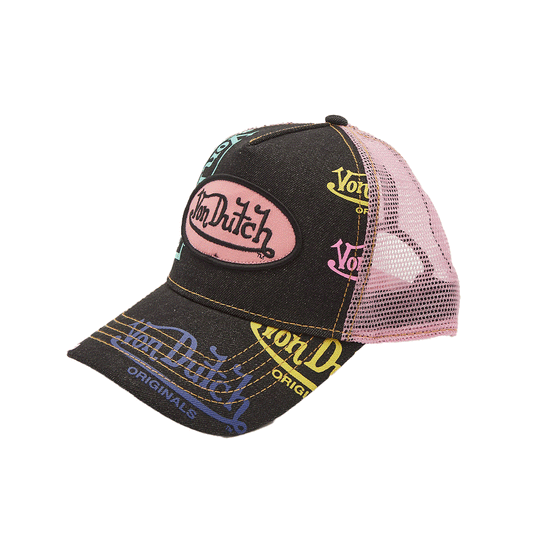 VonDutch Logo Trucker Denim Pink Cap VDTHDP