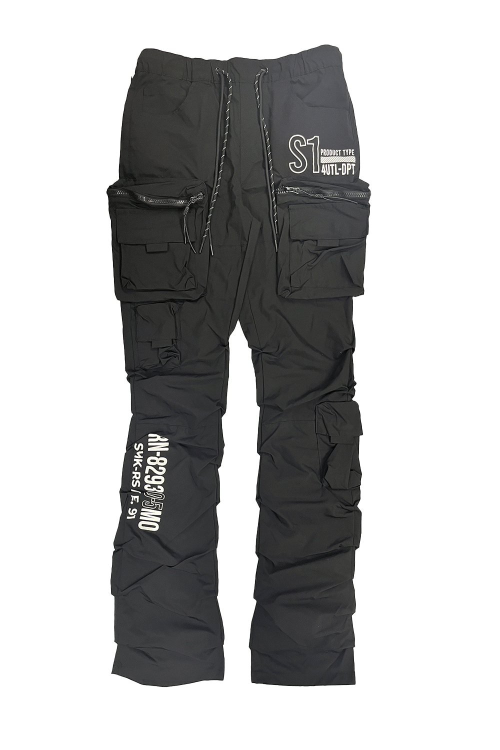 Smoke Rise Cargo Stacked Black Men Pant WP24287