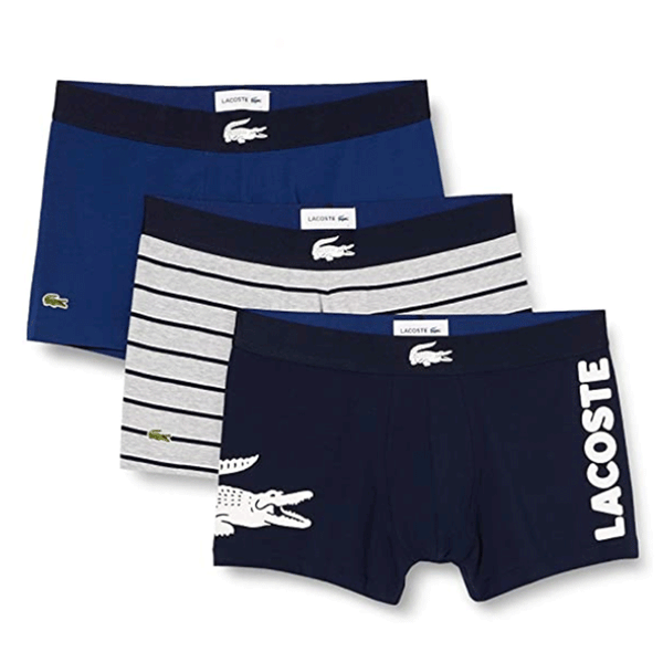 Lacoste Casual Cotton Stretch  Grey/Navy/Blue Men Trunks Boxers 5H1803-51