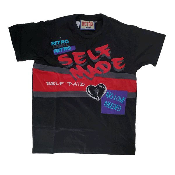 Retro Label Self Made Black Men T-Shirt 5SSELFMADE