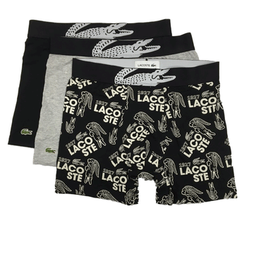 Lacoste Casual Cotton Stretch Black/White Black, Grey Men Briefs longs Boxer 6H6561 (3 Pack)