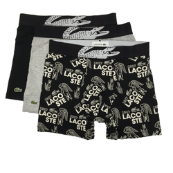 Lacoste Casual Cotton Stretch Black/White Black, Grey Men Briefs longs Boxer 6H6561 (3 Pack)