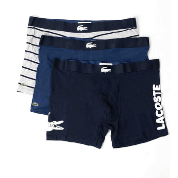 Lacoste Iconic Cotton Stretch Navy/Blue/Grey Men Longs Boxers 6H9844-51