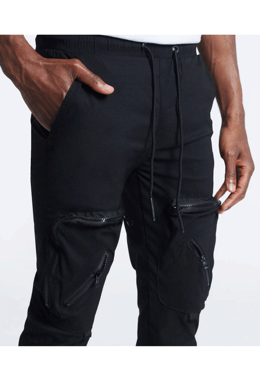 American Stitch All Around Zipper Black Men Joggers HD21-B908