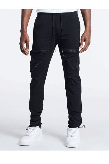 American Stitch All Around Zipper Black Men Joggers HD21-B908