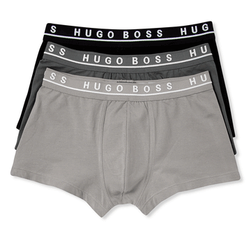 Hugo Boss Cotton Stretch Grey/Charcoal/Black Men Boxer Trunk 3-Pack 50325403