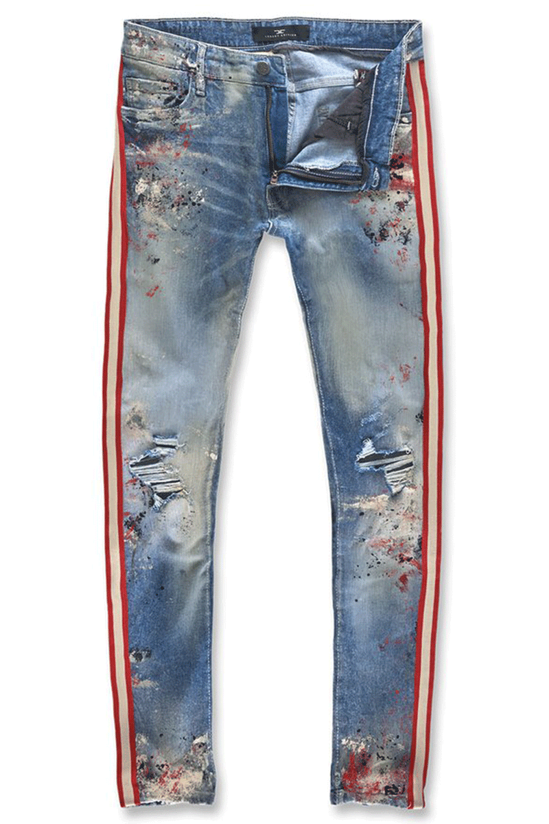 Jordan Craig Striped Painted Summer Blue Men Jeans JM3388