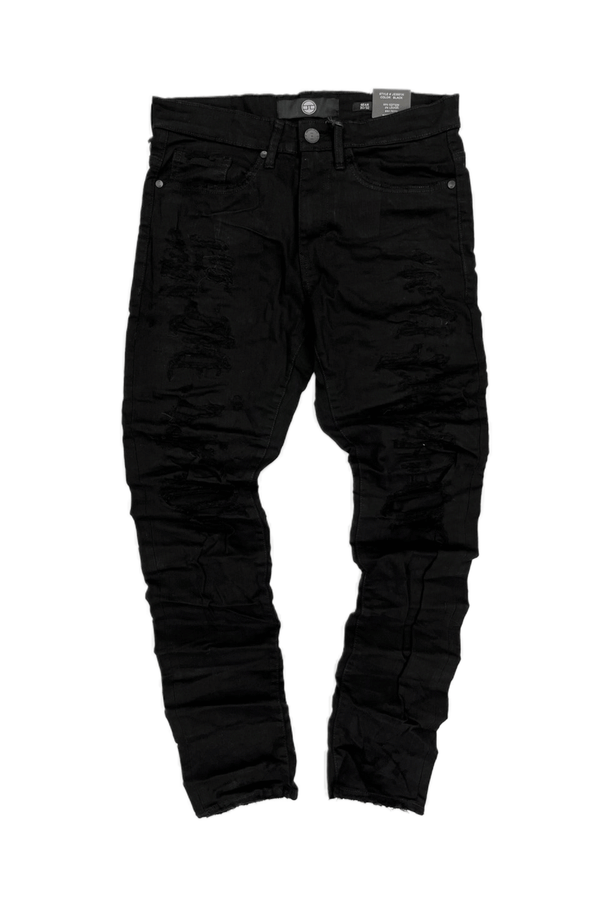 Jordan Craig Shredded and Crinkled Black Men Jeans JS3601A