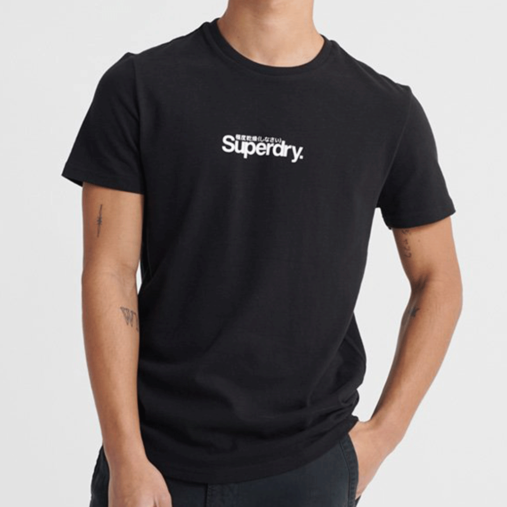 Superdry Core Logo T-Shirt Stop Men Essential Clothing M1010134B – Shops Last Black