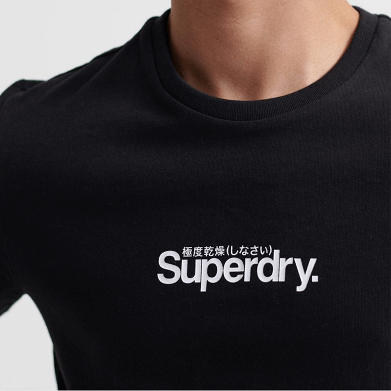 Clothing Essential Shops Superdry Black Stop Logo – T-Shirt Men M1010134B Last Core