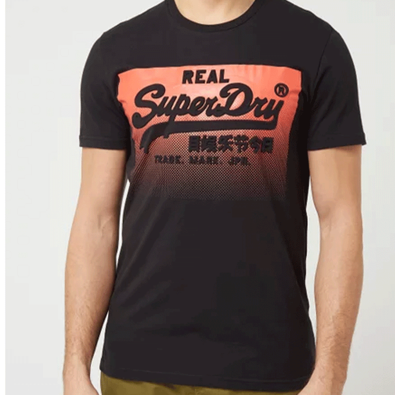 Emboss Halftone Clothing Stop Shops Last T-Shirt Vl – Black Superdry Men M1010157A