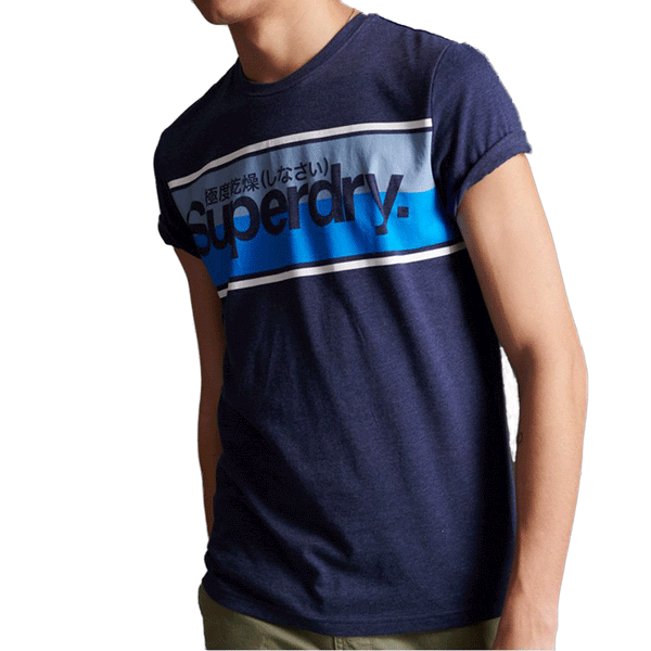 Superdry Core Logo Stripe Princedom Blue Marl Men T-Shirt M1010159B