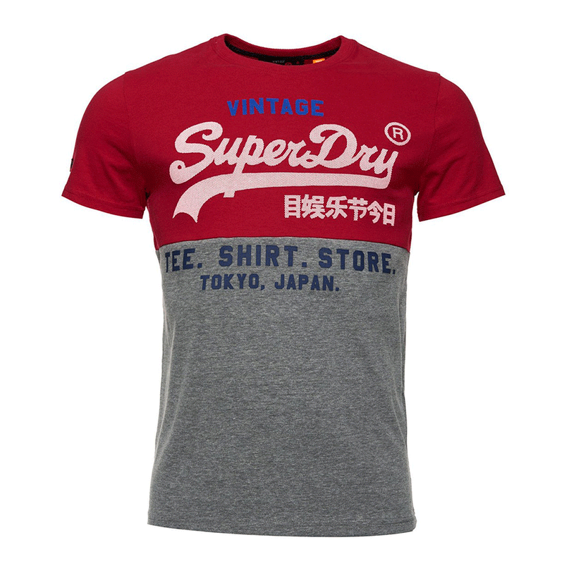 Superdry Shirt Shop Tri Panel Red Men T-Shirt M10118TT