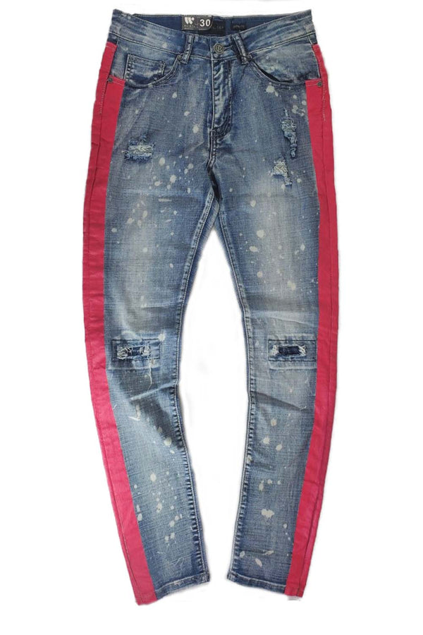 Waimea bleach splatter blue wash/pink men  jeans M4708R1D