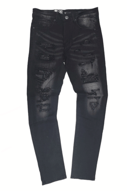 Waimea W/Gold Kin Color Patches Black Wash Men Jeans M4930D