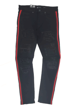 Waimea Rhine Stones  Patch Side Tape Jet Black Men Jeans M4963R1D