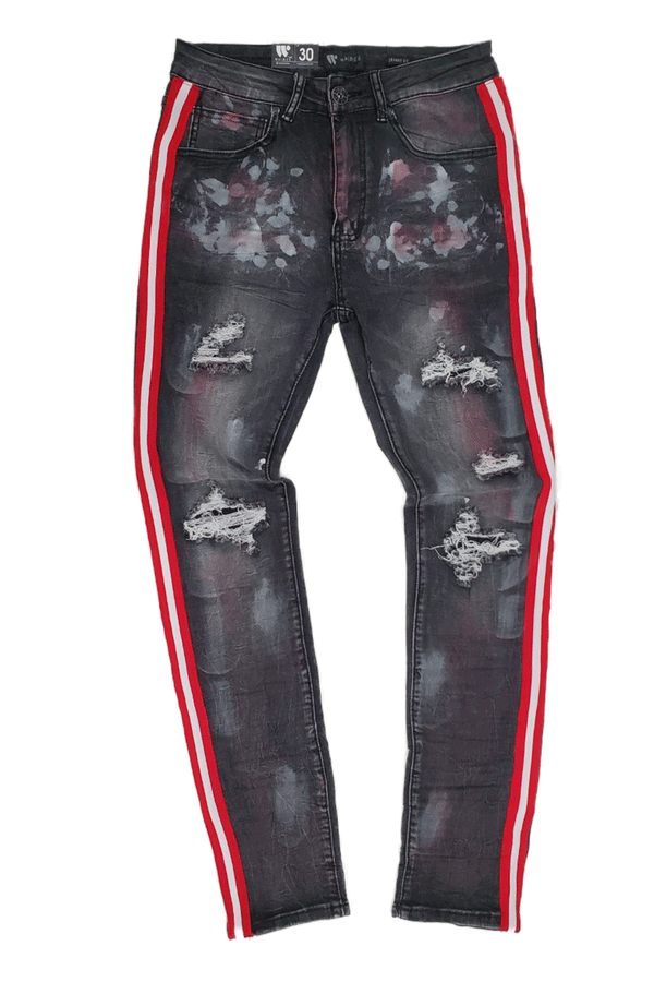 Waimea W/Knit Side Tape  Black Red Men Jeans M4995R1D