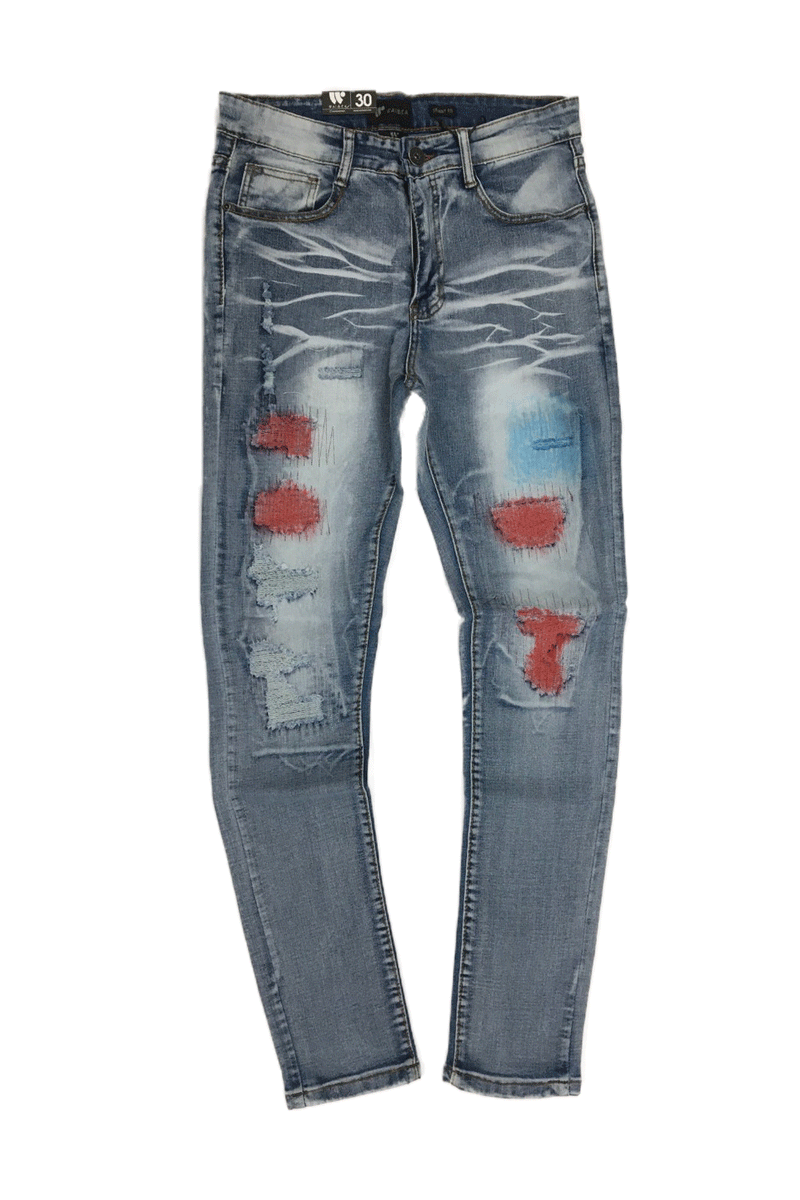 Waimea Patch Color Blue Wash Men Skinny Fit Jeans M5151D