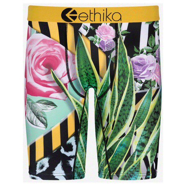 Ethika Brass Roses Staple Green Boyshort Underwear