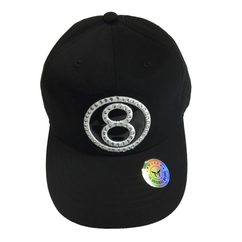 Muka 8 Ball Rhinestone Black Men Caps MUD2106