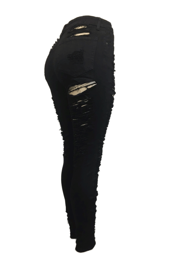 Red Fox High Waist All Over Black Women Jeans PA0439