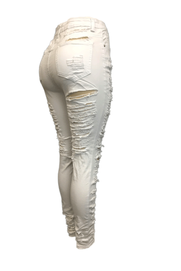 Red Fox High Waist All Over White Women Jeans PA0439