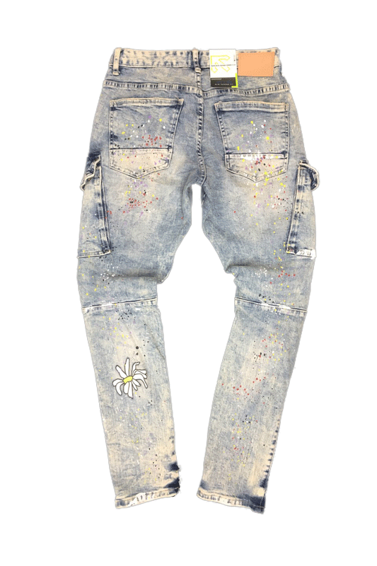 Smoke Rise Daisy Graffiti Placbl/Blue Men Jeans SJP21294