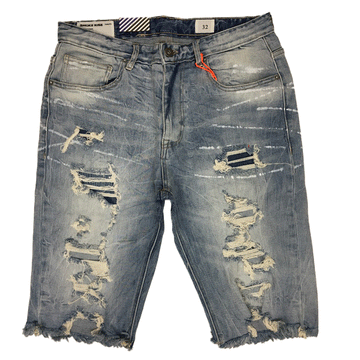 Smoke Rise Heavy Rip & Repair RD/Blue Men Shorts SJS21121