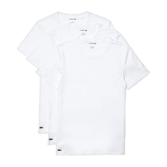 Lacoste Essentials 100% Cotton White Men Crew Neck Slim T-Shirts (3 Pack) TH3321