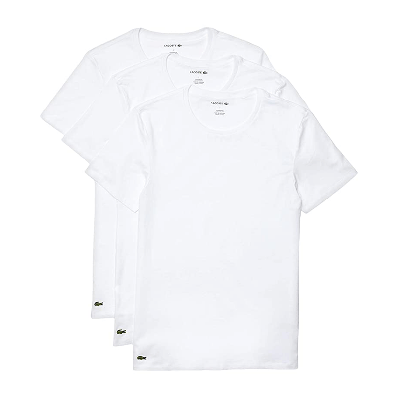Lacoste Essentials 100% Cotton White Men Crew Neck Slim T-Shirts (3 Pa –  Last Stop Clothing Shops
