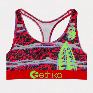 Ethika Bomber Among Thorns Red/Black Women Bras WLSB1754