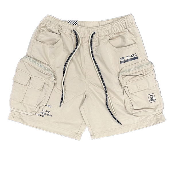 Smoke Rise Printed Nylon Khaki Men Shorts WS23182
