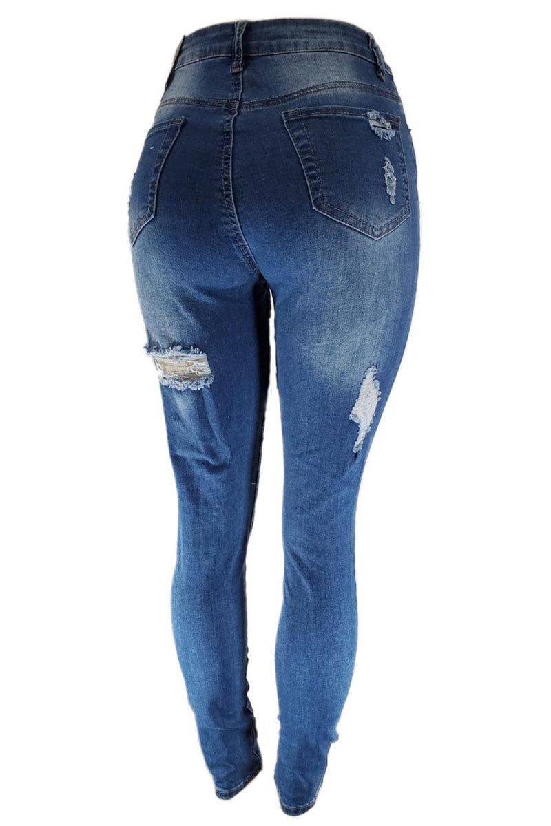 Red Fox  ripped m blue highwaist women skinny jeans PA0323